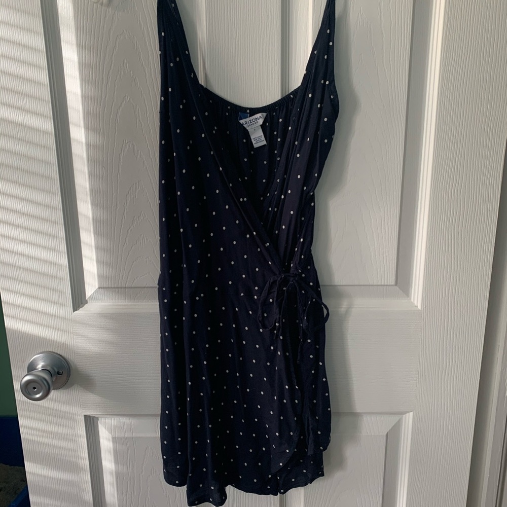 Navy blue & white polka dot romper